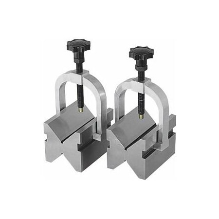 Holex Pair of Double V-Blocks with Clamp Stainless Steel, LengthxWidth: 50X40mm 447020 50X40